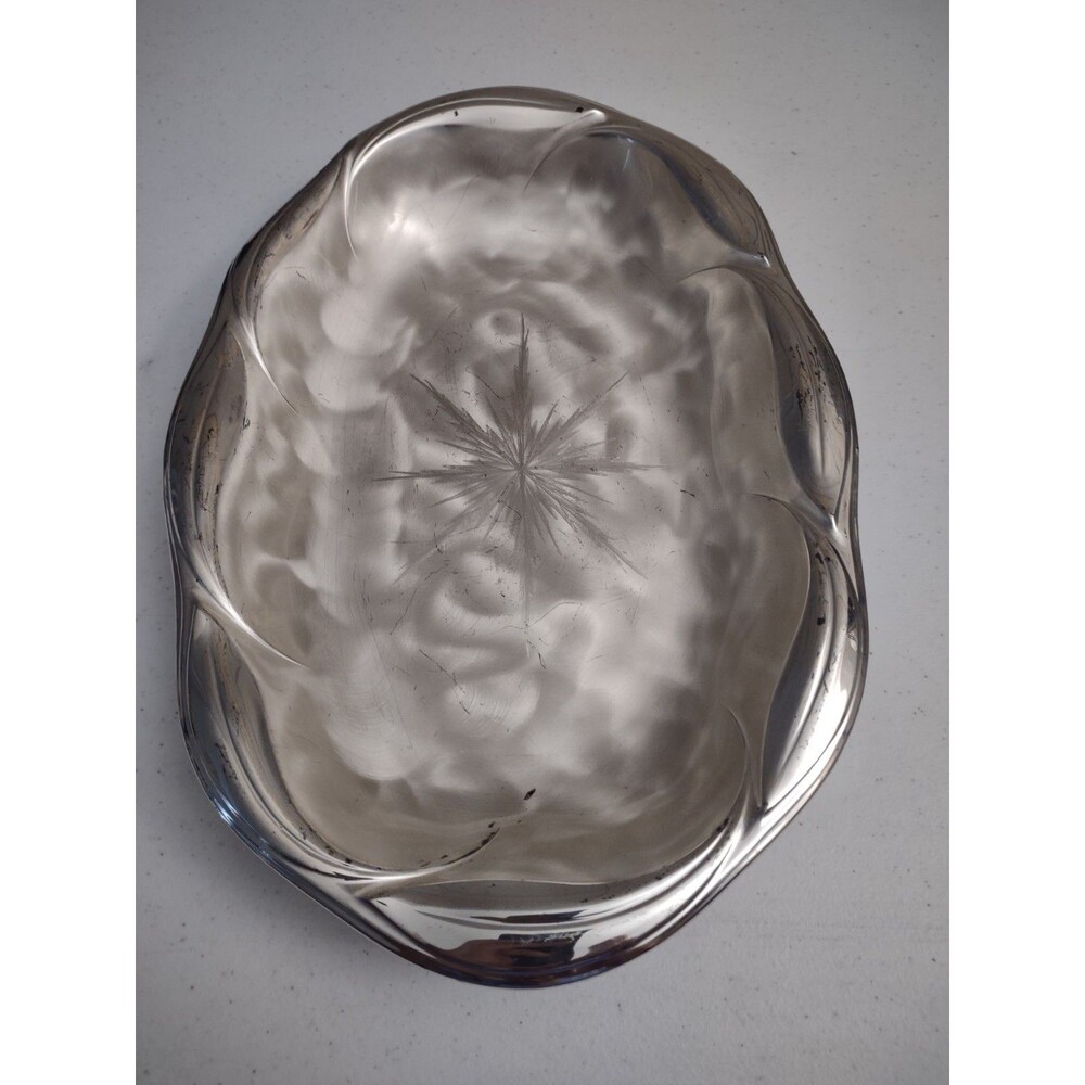 Vintage WMF IKORA Silverplate Tray 11" Footed Scalloped Starburst MCM Germany